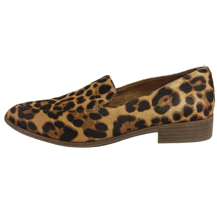 Madewell Frances Brown Black Leopard Haircalf Slip On Heeled Loafer Shoes Size 9