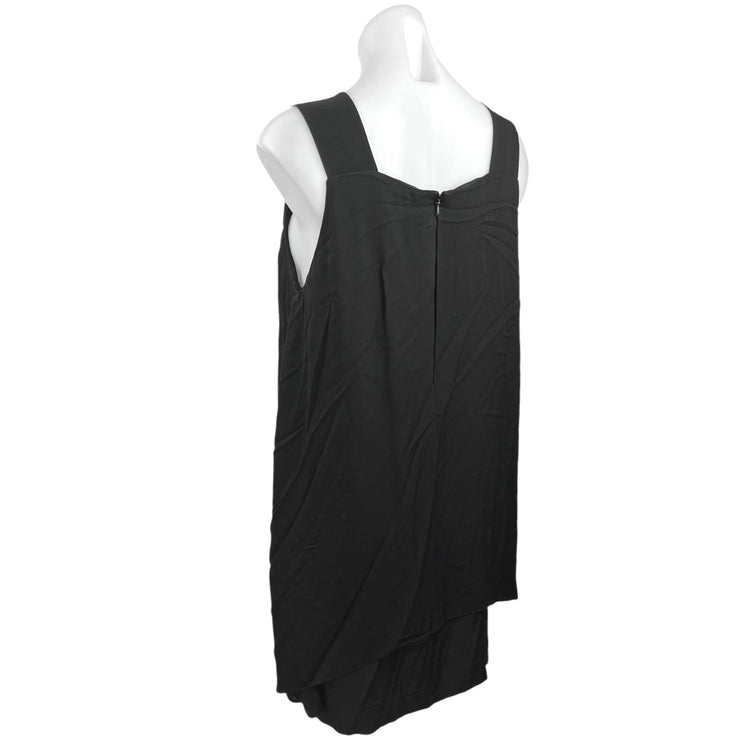 Theory Lylin Black 100% Silk Double Georgette Sleeveless Layered Mini Dress 12