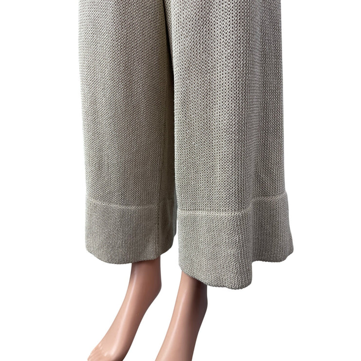 Zara Women's Beige Knit High Waisted Wide Leg Flare Trousers Lounge Pants Size S