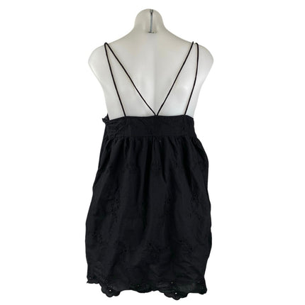 Zara Women's Black Eyelet Embroidered Sleeveless Cami Camisole Mini Tank Dress L