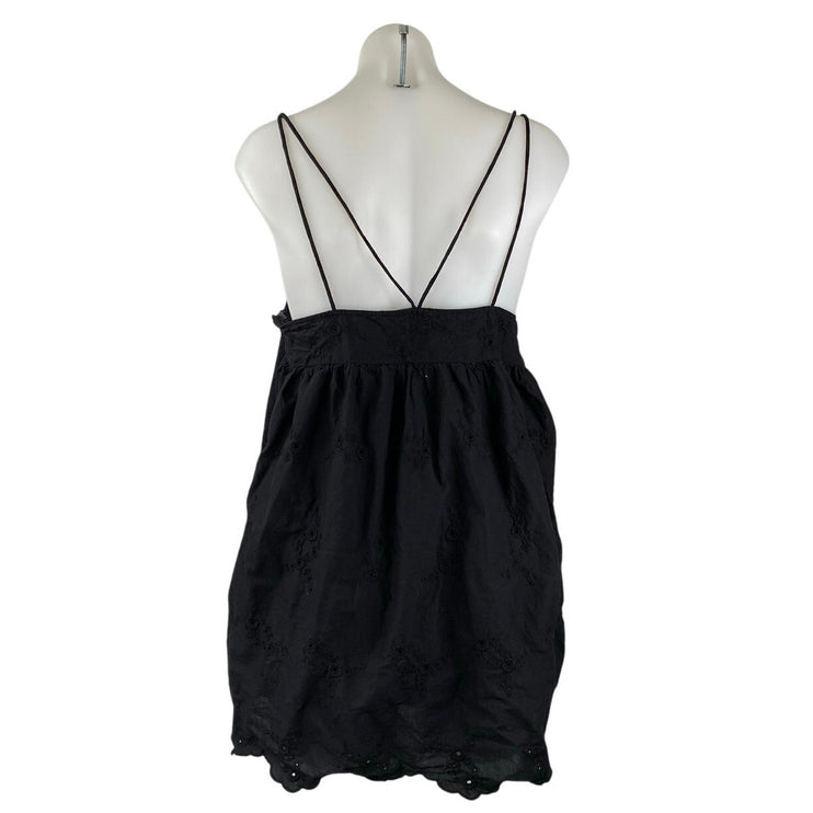 Zara Women's Black Eyelet Embroidered Sleeveless Cami Camisole Mini Tank Dress L
