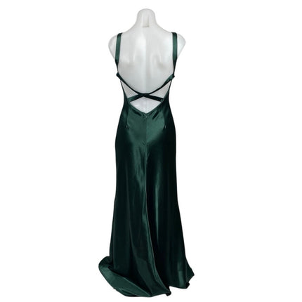 Lulus Melora Emerald Green Silk Satin Sleeveless Mermaid Prom Maxi Dress Size S