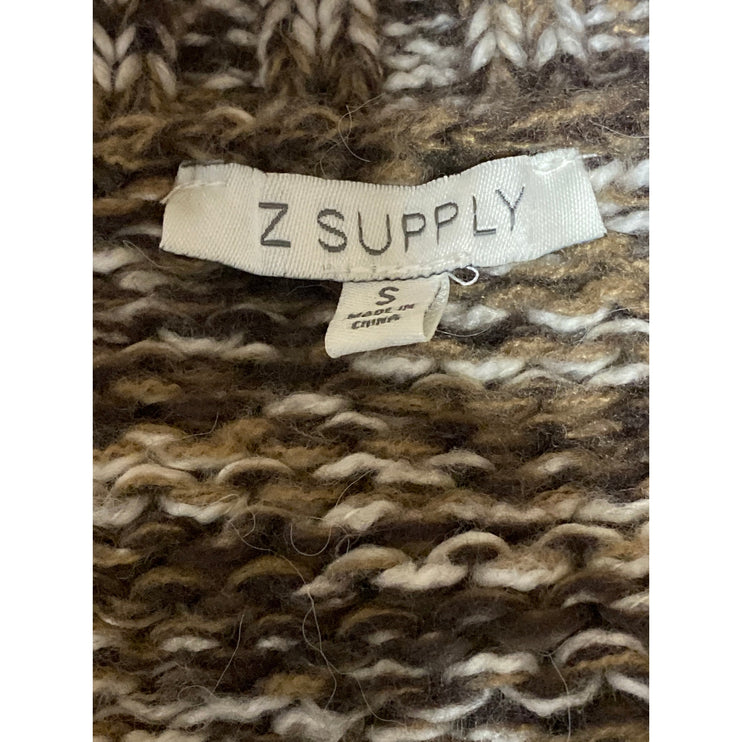 Z Supply Este Women's Brown Long Sleeve Button Down Crop Cardigan Sweater Top S