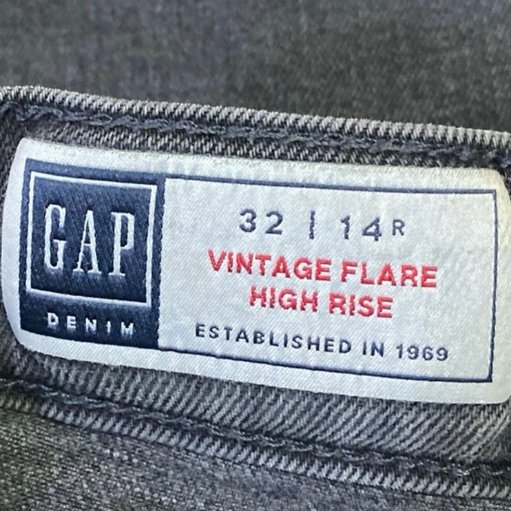 Gap Vintage Flare Women's Black High Rise Straight Leg Denim Jeans Pants Size 32