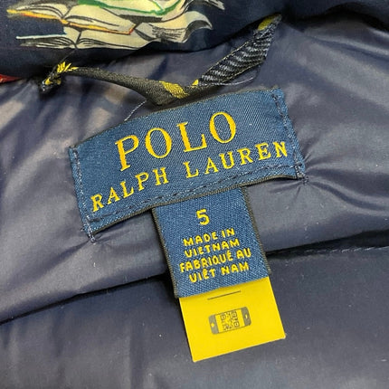Polo Ralph Lauren Boy Navy Blue Bear Hoodie Hooded Full Zip Puffer Jacket Size 5