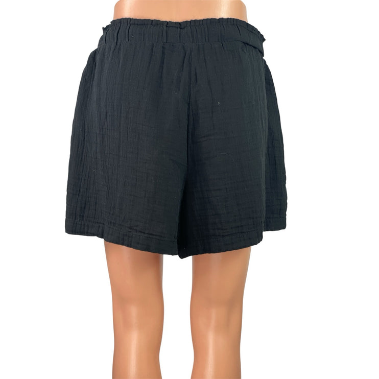 NEW Gap Women's Black Drawstring Wide Leg High Rise Casual Mini Shorts Size L
