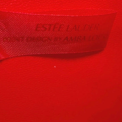 Estee Lauder Women's Red Floral Faux Pebbled Leather Handbag Crossbody Purse Bag