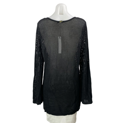 NEW House of Harlow 1960 Black Long Sleeve Tie Mesh Sheer Beach Cover Up Size L