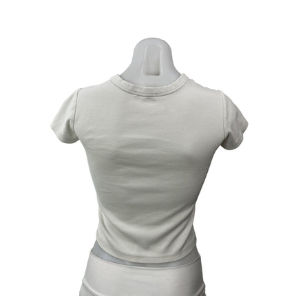 Marine Layer Women's White Short Sleeves Ribbed Crew Neck Tee T-shirt Top Sz XS