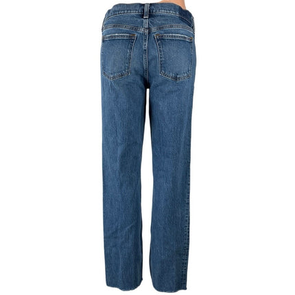 Abercrombie & Fitch Blue Raw Hem Mid Rise 90's Straight Denim Jeans Pants Sz 27