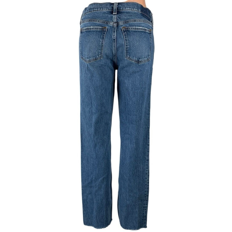 Abercrombie & Fitch Blue Raw Hem Mid Rise 90's Straight Denim Jeans Pants Sz 27
