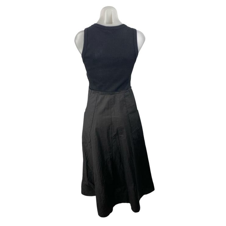 Zara Black Sleeveless Ribbed Knit Tank Fit & Flare A Line Midi Dress Size S