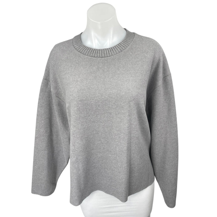 NEW Zara Women's Gray Knit Long Sleeve Crew Neck Pullover Sweater Top Size L