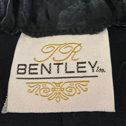 Bentley Women's Black Silky Satin Floral Zipper Midi A-Line Slip Skirt Size S