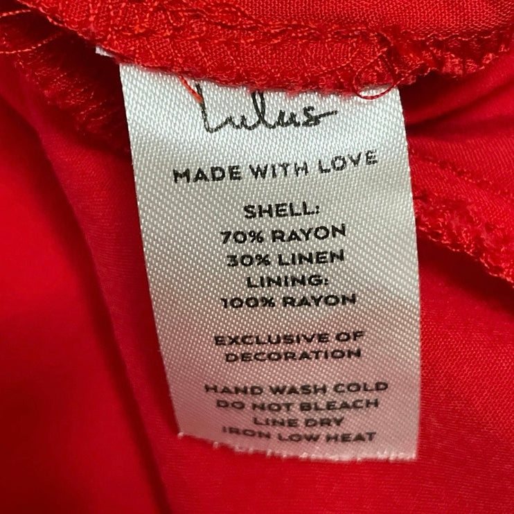 Lulus Feel the Sunshine Red Sleeveless Tassel Square Neck Mini Bodycon Dress S