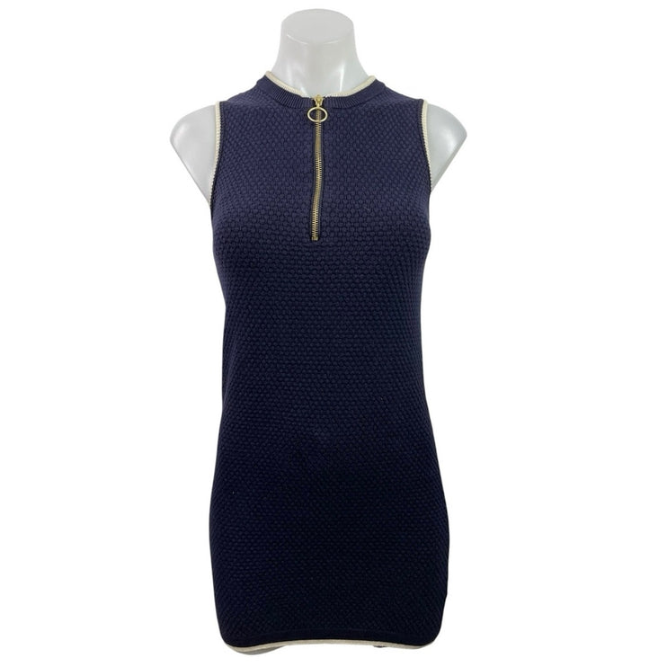 Forever 21 Navy Blue Ribbed Sleeveless Mini Tank Bodycon Sheath Sweater Dress S