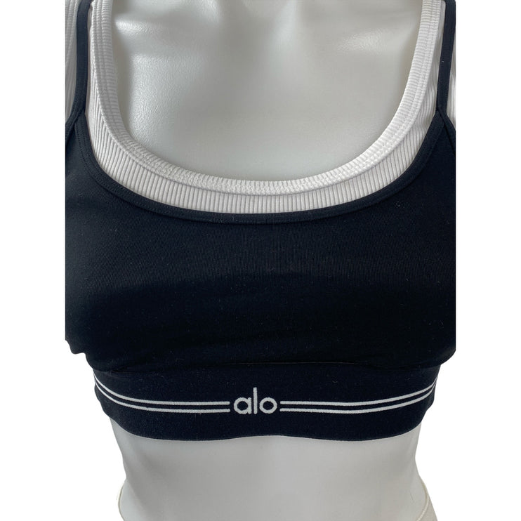 Alo Yoga Airbrush Better Together Women's Black Athletic Activewear Sports Bra S