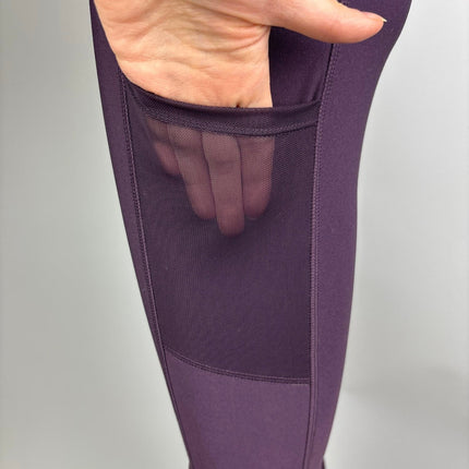 Mondetta Purple Mesh Pockets High Rise Ankle Skinny Pull On Yoga Leggings Size S