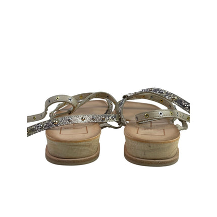 Dolce Vita Rozie Gray Snakeskin Studded Strappy Squre Neck Sandals Size 9.5