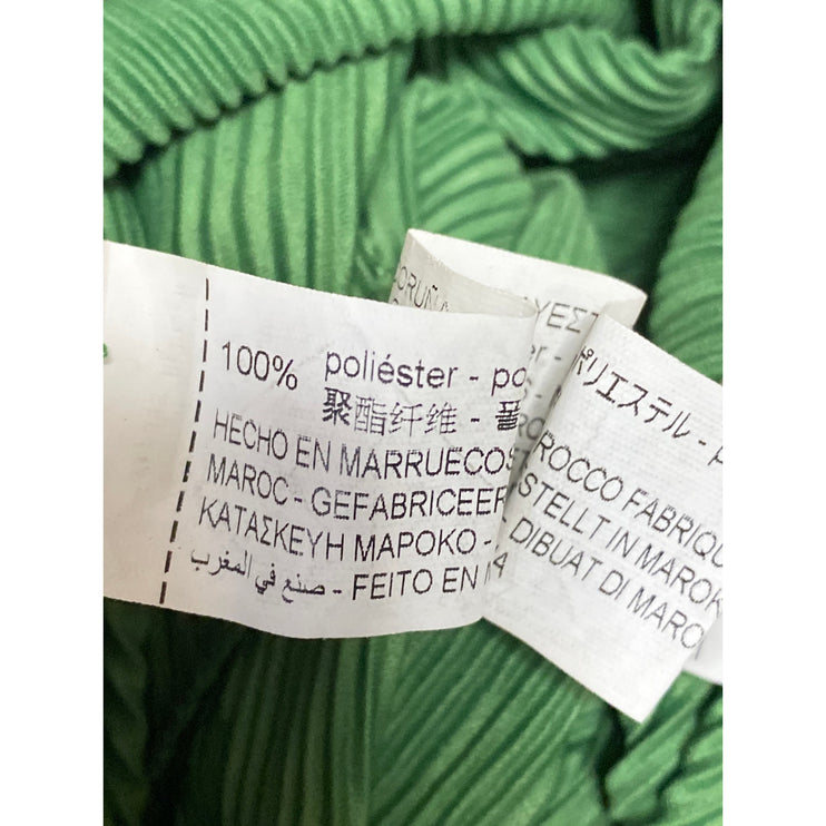 Zara Women's Green Peated High Waist Straight Wide Leg Trousers Pants Size L