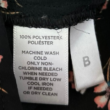 Ann Taylor LOFT Black Floral Long Sleeve Button Down Shirt Blouse Top Size XXS