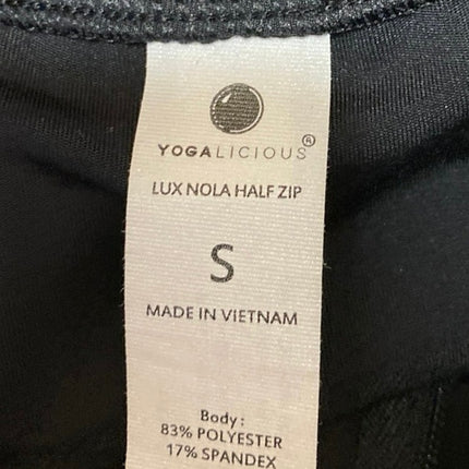 Yogalicious Women's Black 1/4 Zip Long Sleeve Workout Athletic Crop Top Size S