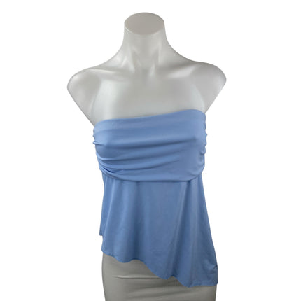 Urban Outfitters Womens Blue Strapless Tube Bandeau Asymmetric Blouse Top Size L