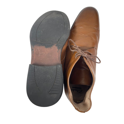 Clarks Men's Cognac Brown Leather Lace Up Ankle Chukka Boots Shoes Size 10.5