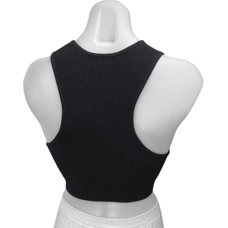 Aritzia Babaton Women's Black Sleeveless Ribbed Knit Racerback Crop Tank Top XS