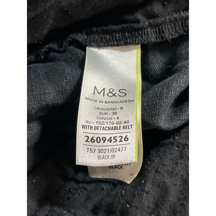 M&S Marks & Spencer Women's Black Pleated High Rise Casual Mini Shorts Size 4