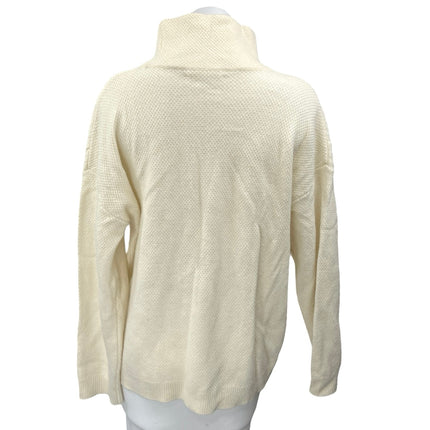 Trenery Merino Wool Cashmere Cream Cable Knit Turtleneck Pullover Sweater Top L