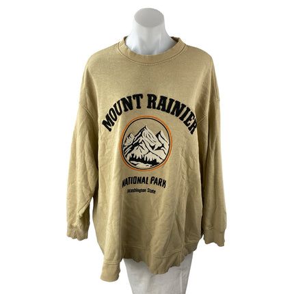 H&M Women's Olive Green Mount Raineir Long Sleeve Fleece Sweatshirt Top Size L