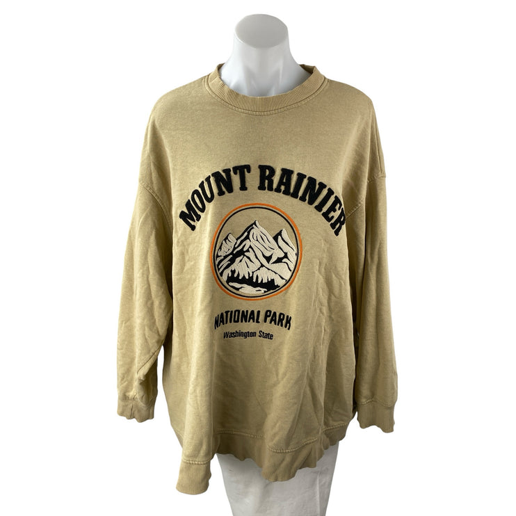 H&M Women's Olive Green Mount Raineir Long Sleeve Fleece Sweatshirt Top Size L
