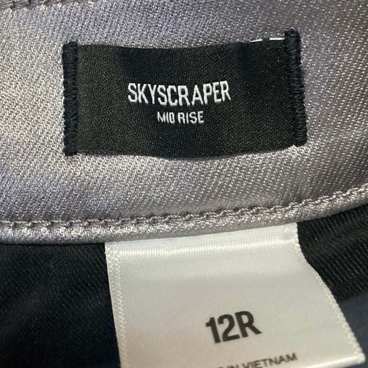 Express Skycraper Womens Silver Metallic Mid Rise Bootcut Flared Pants Size 12R