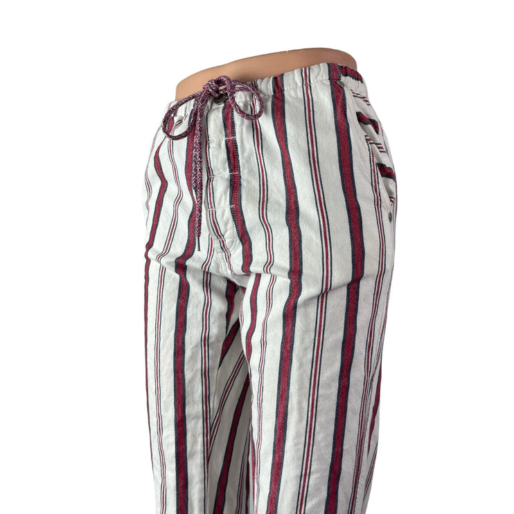 Zadig & Voltaire Womens White Red Striped Straight Leg Trousers Pants Size 6