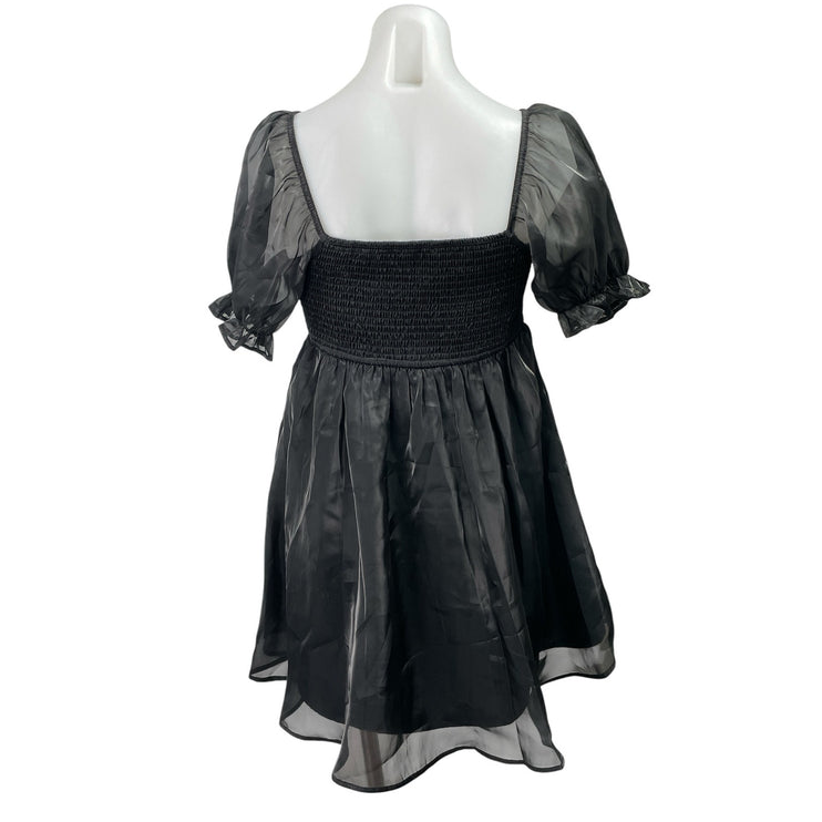 Thirty Thirty Black Short Puff Sleeve Babydoll Fit & Flare Mini Dress Size M