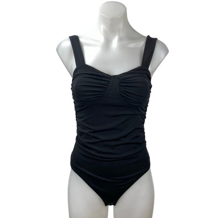 Abercrombie & Fitch Black Ruched Sleeveless Cami Thong Bodysuit Tank Top Size S