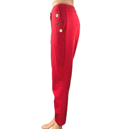 MNG Mango Women's Red High Waisted Tapered Leg Cropped Trousers Pants – Brie