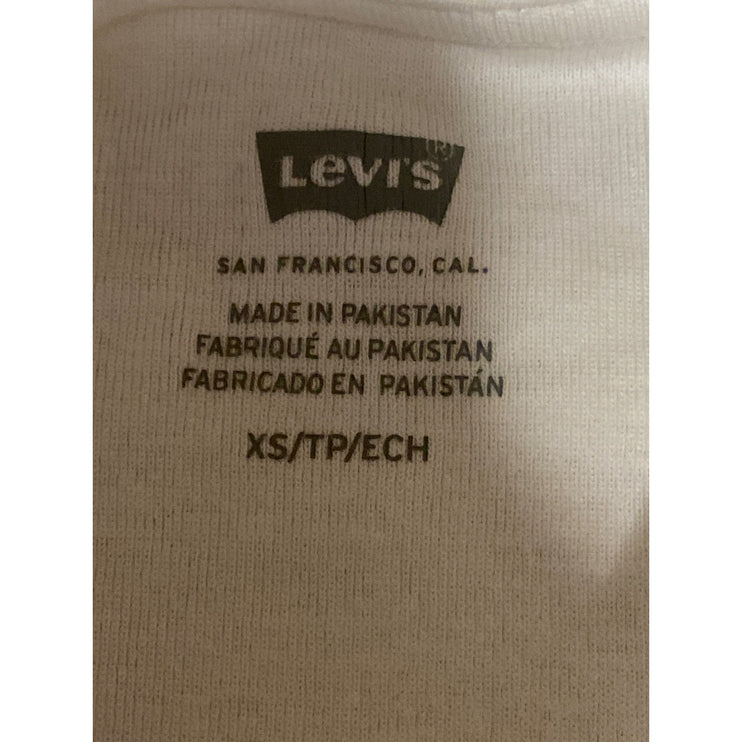 Levi's Women's White Logo Print Short Sleeve Crew Neck Baby Tee T Shirt Top XS
