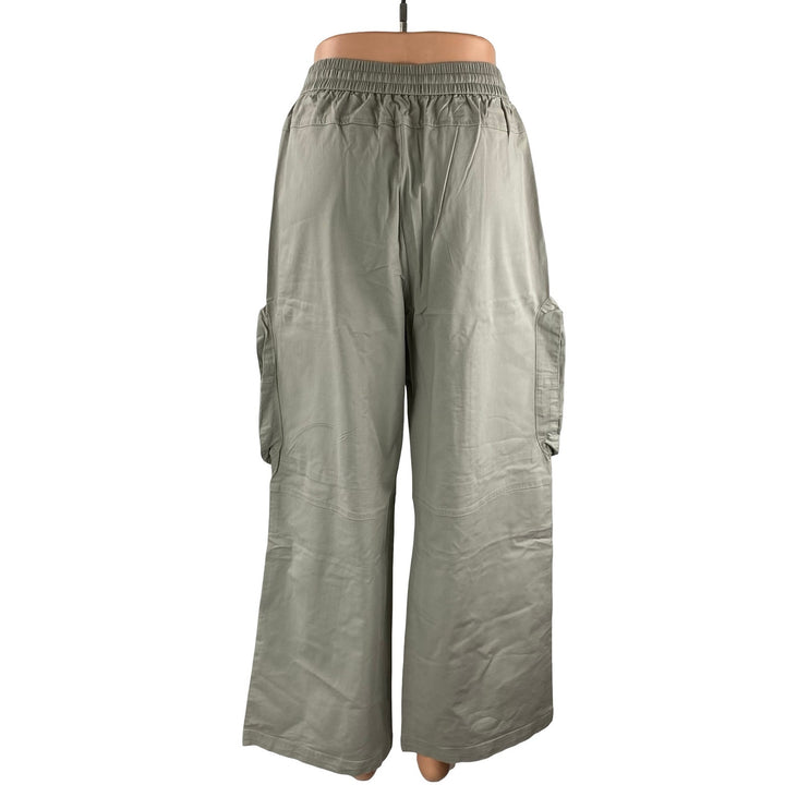 Urban Revivo Women's Gray Baggy Barrel Palazzo Wide Leg Cargo Trousers Pants 4