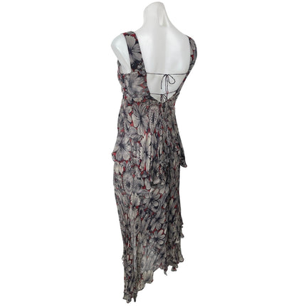 Jorya Women's Multicolor Sleeveless Floral V Neck Back Tie Hi-Low Wrap Dress 6