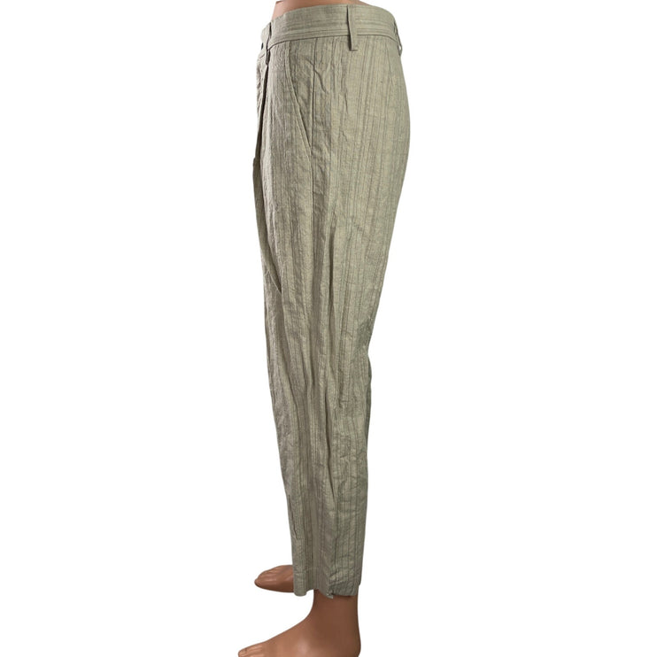 Urban Revivo Womens Beige Pleated High Waisted Straight Leg Trousers Pants Sz S