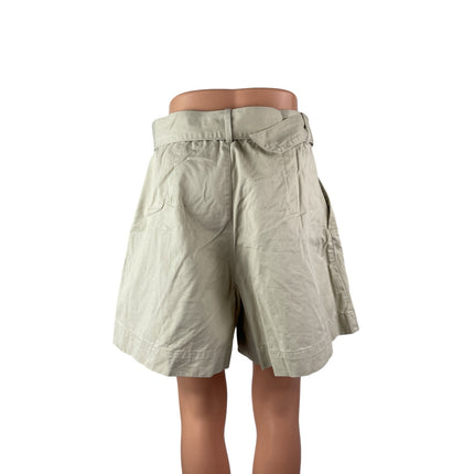 Abercrombie & Fitch Women's Beige High Rise Belted Pleated Mini Shorts Size M