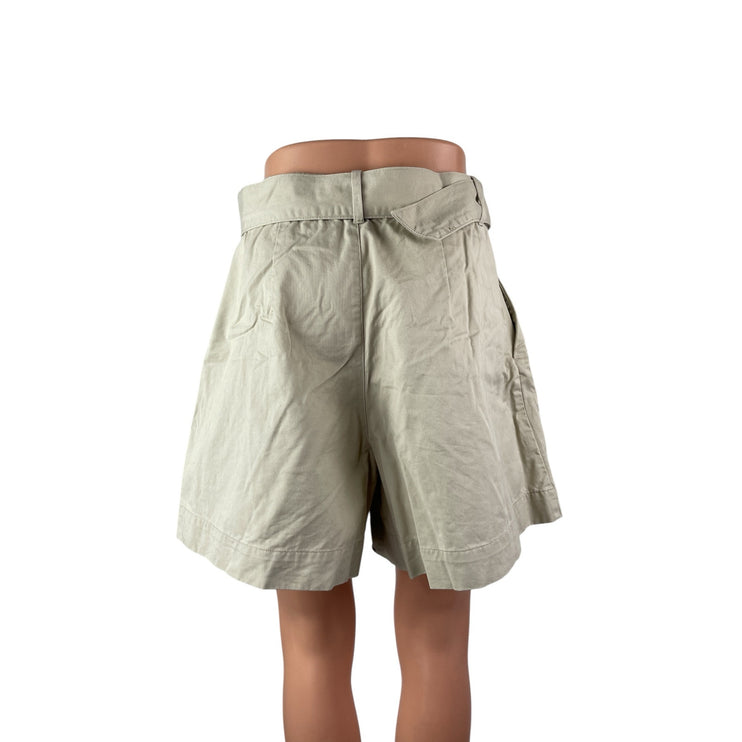 Abercrombie & Fitch Women's Beige High Rise Belted Pleated Mini Shorts Size M