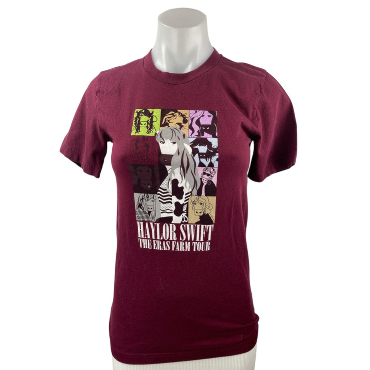 COWS Haylor Swift The Eras Farm Tour Red Maroon Crew Taylor T Shirt Tee Top XS