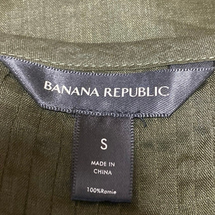 Banana Republic Green Pleated Short Flutter Sleeve Button Up Blouse Shirt Top S