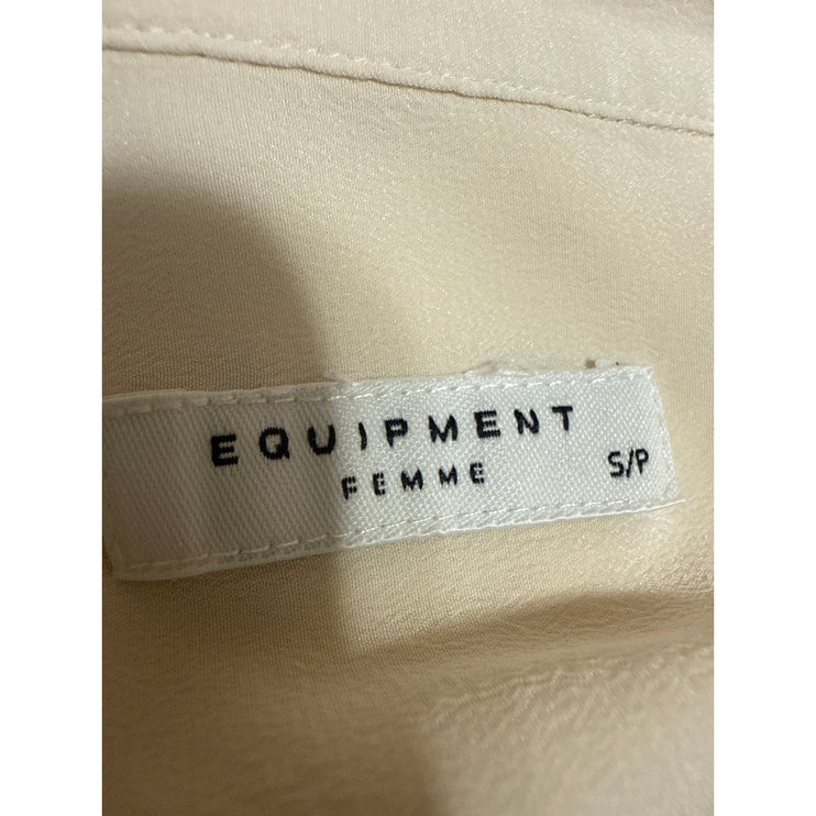 Equipment Women's Yellow White Floral Lace Long Sleeve Button Down Shirt Sz S