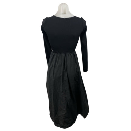 Moon River Mixed Media Black Sweetheart Neck Long Sleeve  Midi Flare A-Line XS