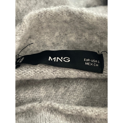 MNG Mango Women's Gray Heather Long Sleeve Mock Neck Knit Midi Sweater Dress S