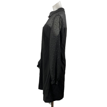 Tommy Hilfiger Women's Black Long Sleeve Mesh Collar Shift Mini Dress Size 12